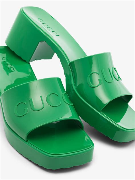 gucci pale green rubber sandals|Gucci heels green sandal.